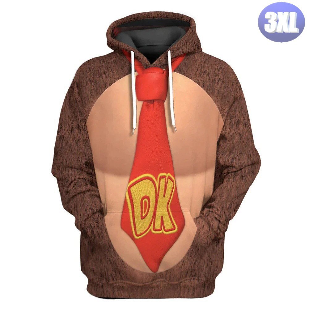 フード付き ゲームキャラパーカー 3XL トレーナー アウター 防寒 茶色 ゴリラ n710拍卖