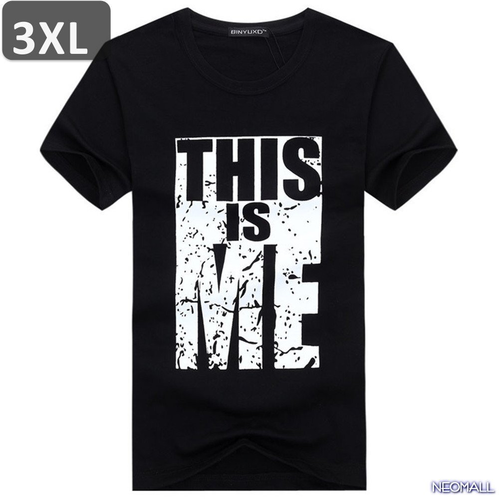 夏の定番 ☆ 丸首 半袖 Tシャツ【464】 ブラック 3XLサイズ トップス シャツ シンプル イラスト デザイン 春夏拍卖