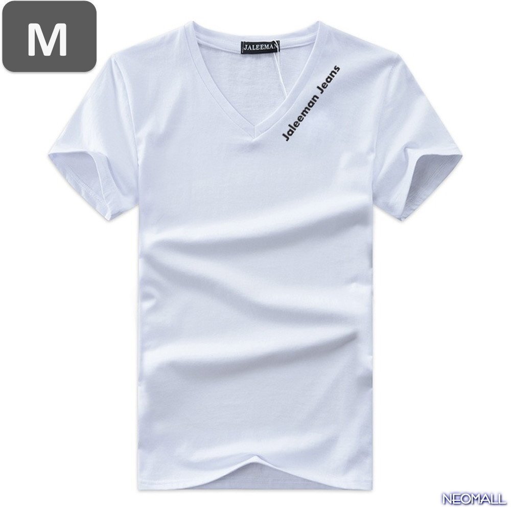 夏にピッタリ ☆ Vネック 半袖 Tシャツ【451】 ホワイト Mサイズ トップス シャツ シンプル イラスト デザイン 春夏拍卖