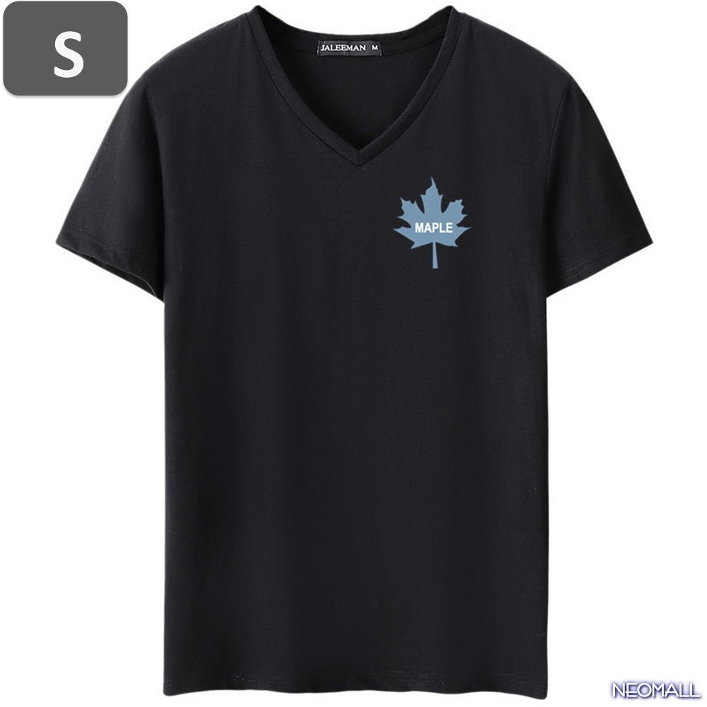 夏にピッタリ ☆ Vネック 半袖 Tシャツ【455】 ブラック Sサイズ トップス シャツ シンプル イラスト デザイン 春夏拍卖