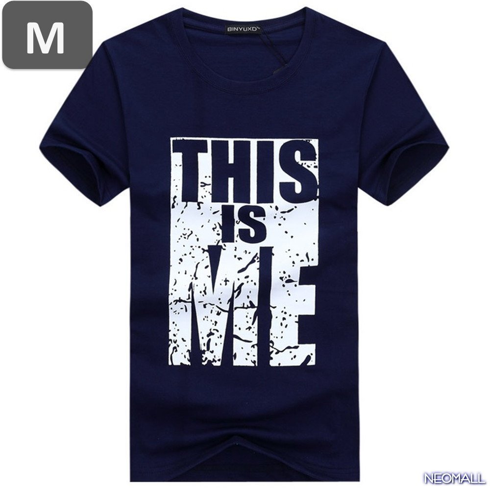 夏の定番 ☆ 丸首 半袖 Tシャツ【464】 ネイビー Mサイズ トップス シャツ シンプル イラスト デザイン 春夏拍卖