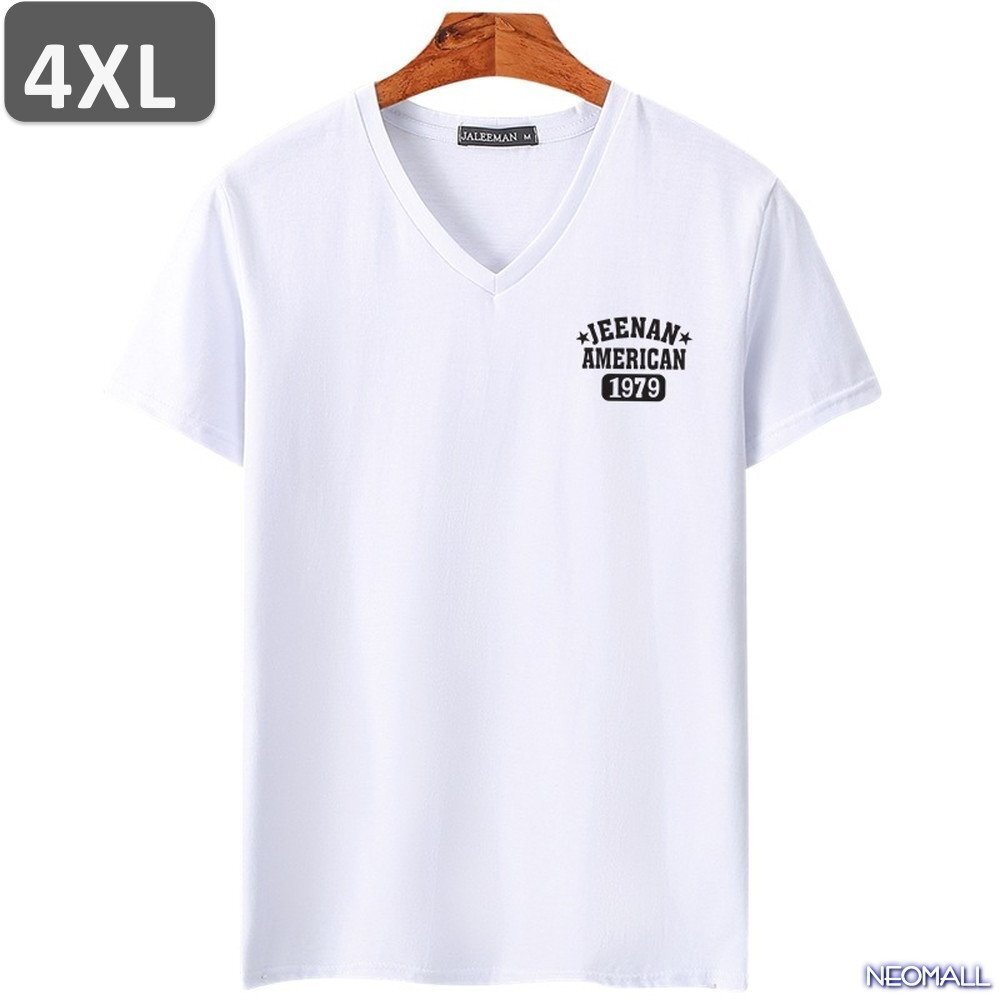 夏にピッタリ ☆ Vネック 半袖 Tシャツ【453】 ホワイト 4XLサイズ トップス シャツ シンプル イラスト デザイン 春夏拍卖
