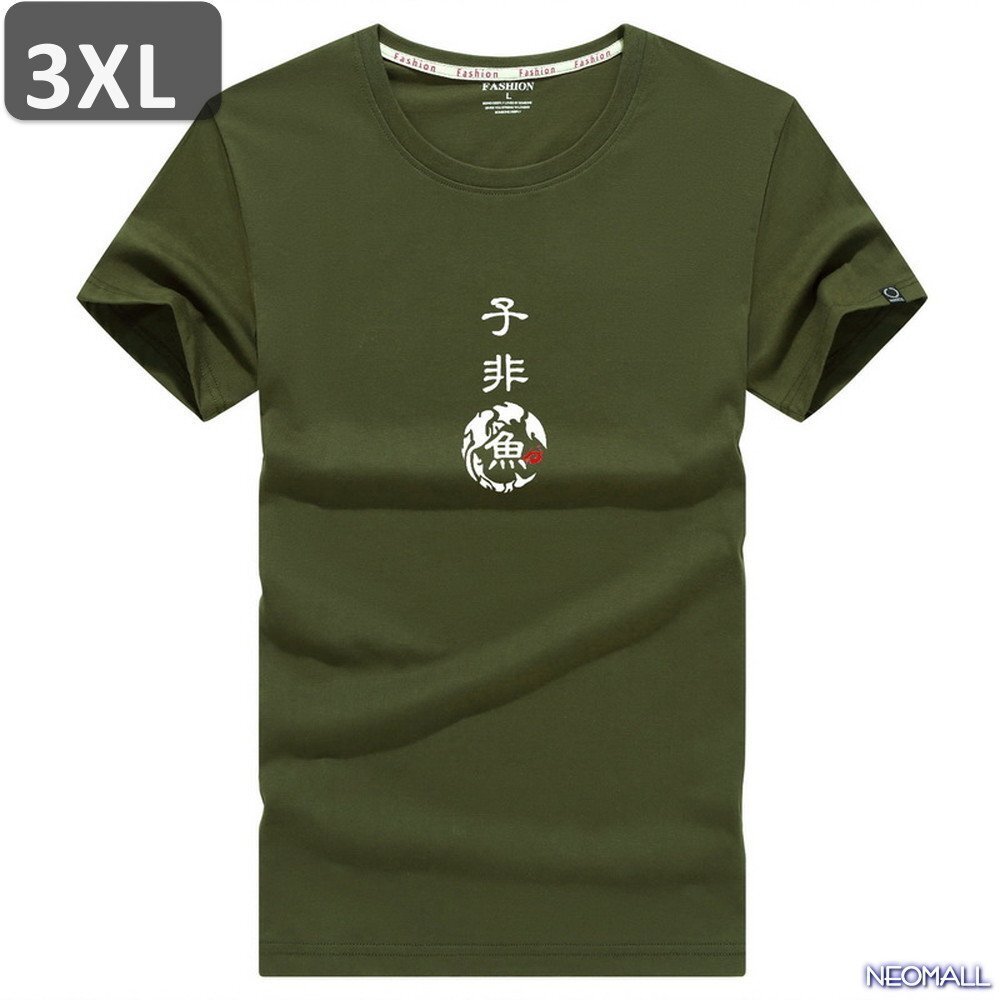 夏にピッタリ ☆ 丸首 半袖 Tシャツ【450】 グリーン 3XLサイズ トップス シャツ シンプル イラスト デザイン 春夏拍卖