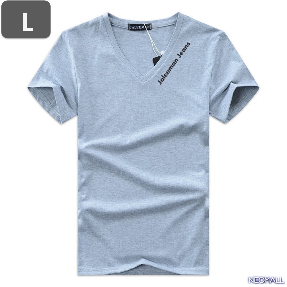 夏にピッタリ ☆ Vネック 半袖 Tシャツ【451】 グレー Lサイズ トップス シャツ シンプル イラスト デザイン 春夏拍卖