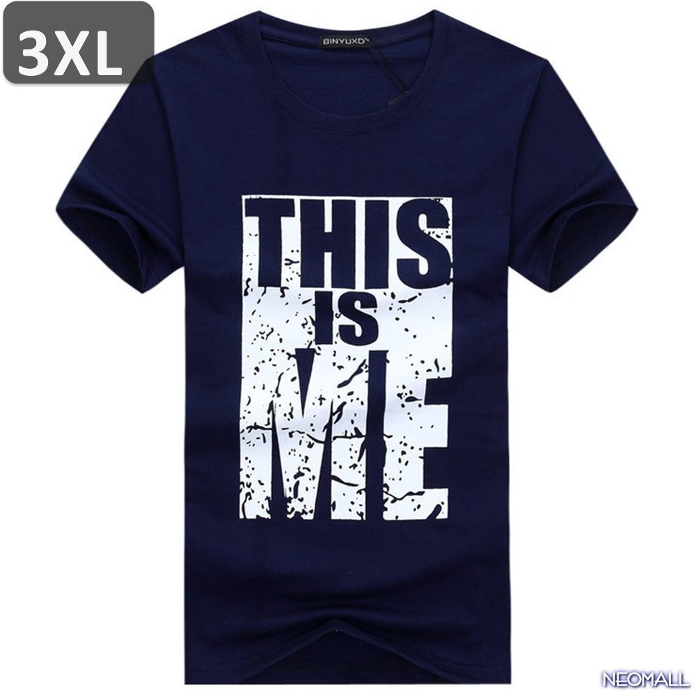 夏の定番 ☆ 丸首 半袖 Tシャツ【464】 ネイビー 3XLサイズ トップス シャツ シンプル イラスト デザイン 春夏拍卖