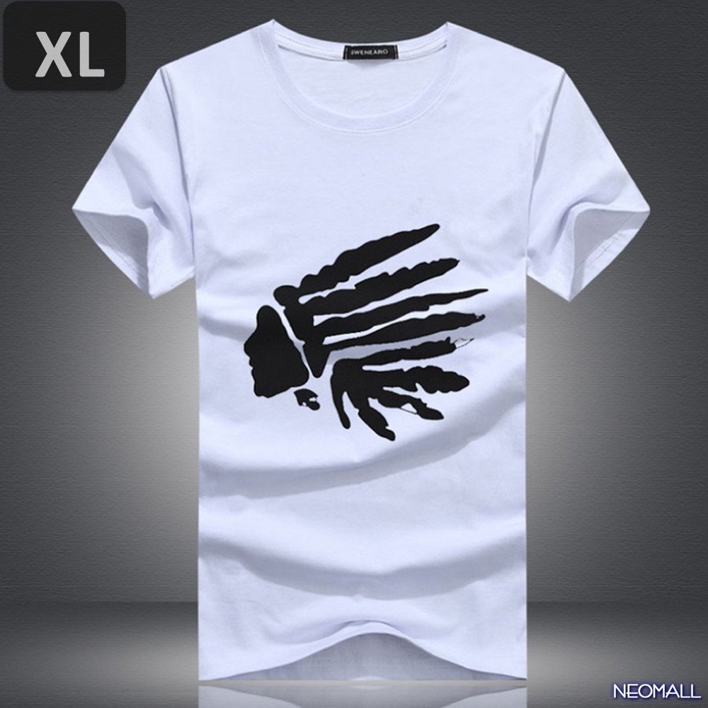 夏の定番 ☆ 丸首 半袖 Tシャツ【462】 ホワイト XLサイズ トップス シャツ シンプル イラスト デザイン 春夏拍卖