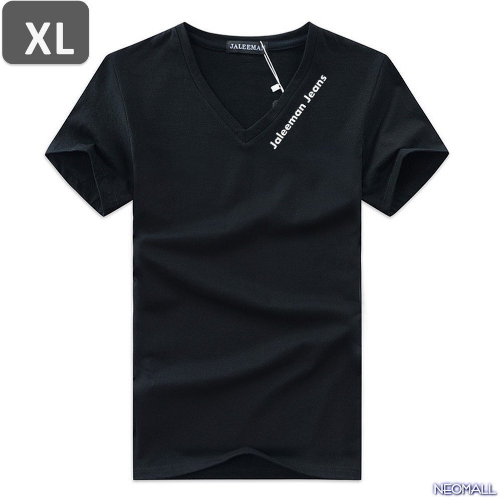 夏にピッタリ ☆ Vネック 半袖 Tシャツ【451】 ブラック XLサイズ トップス シャツ シンプル イラスト デザイン 春夏拍卖