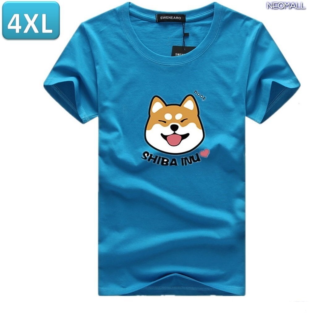 夏にピッタリ ☆ 丸首 半袖 Tシャツ【345】 ブルー 4XLサイズ トップス シャツ シンプル イラスト シルエット 春夏拍卖