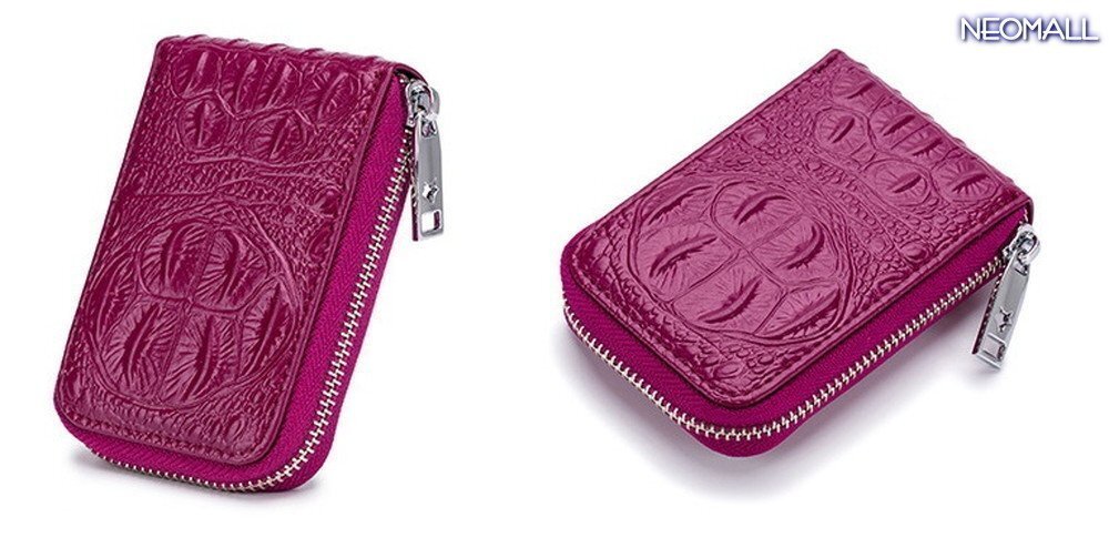 人気のワニ柄☆ ワニ柄 カードケース ラウンドファスナー カードホルダ カード入れ クロコダイル 高級 お洒落 革小物【290-B】拍卖