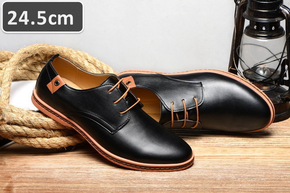 人気商品 ☆ メンズ ビジネス レザー シューズ ブラック サイズ 24.5cm 革靴 靴 カジュアル 屈曲性 通勤 軽量 仕事 【610】拍卖