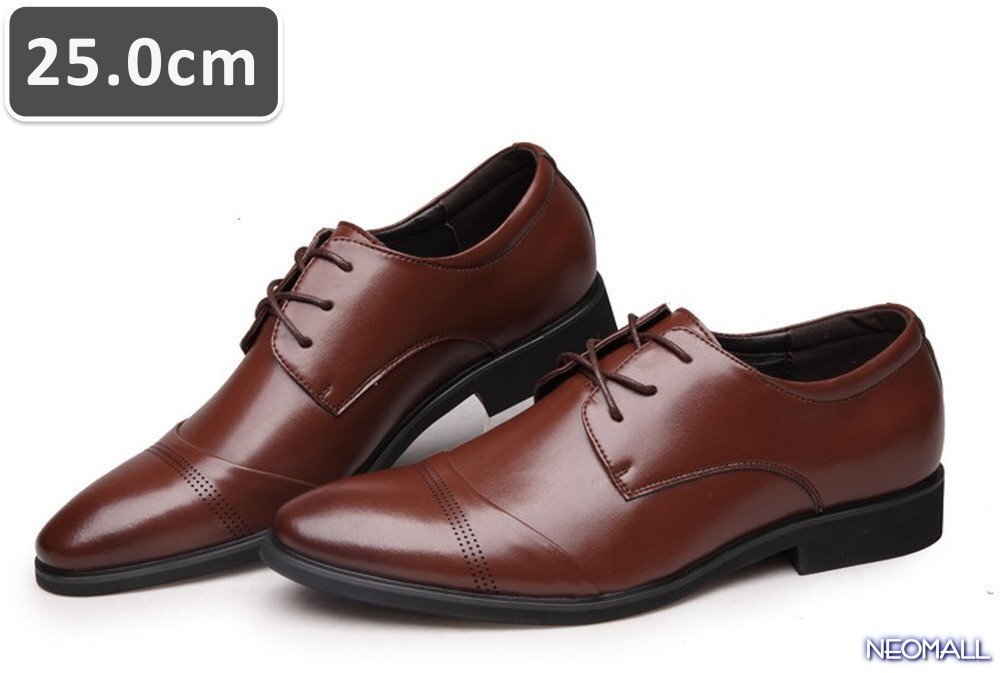 人気商品 ☆ メンズ ビジネス レザー シューズ ブラウン サイズ 25.0cm 革靴 靴 カジュアル 屈曲性 通勤 軽量 【447】拍卖