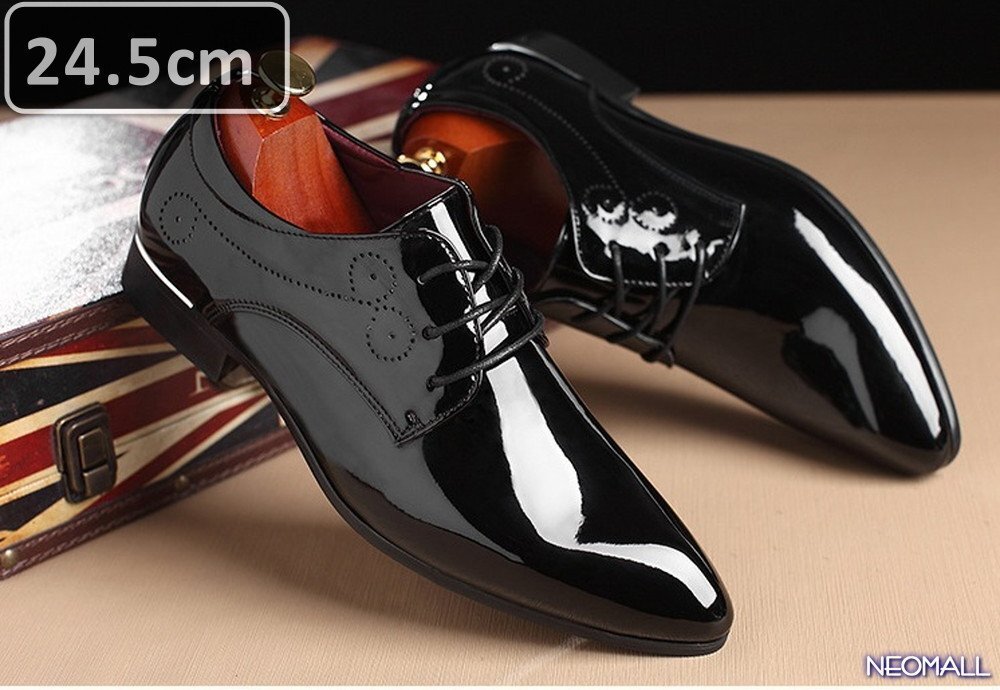 人気商品 ☆ メンズ ビジネス レザー シューズ ブラック サイズ 24.5cm 革靴 靴 カジュアル 屈曲性 通勤 軽量 【443】拍卖