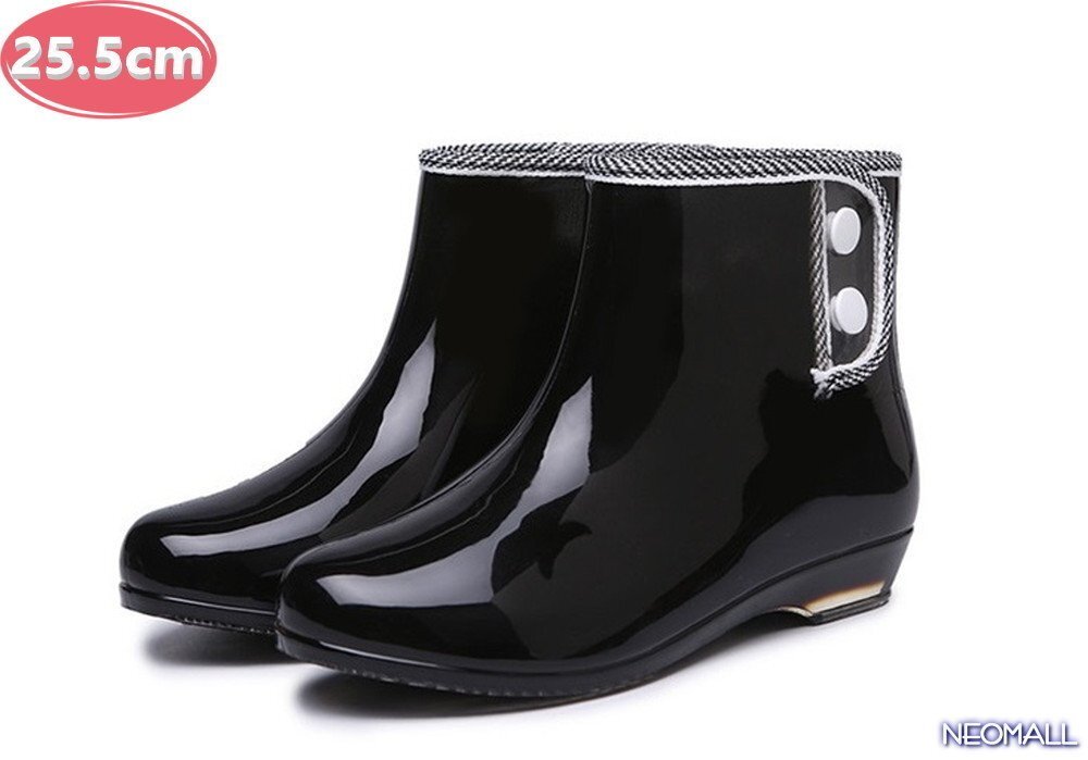 雨対策に☆ レインブーツ【488】 25.5cm ブラック ジョッキーブーツ防水 レインシューズ レディース 長靴 レインブーツ拍卖