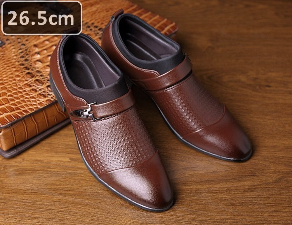 人気商品 ☆ メンズ ビジネス レザー シューズ ブラウン サイズ 26.5cm 革靴 靴 カジュアル 屈曲性 通勤 軽量 仕事 【613】拍卖