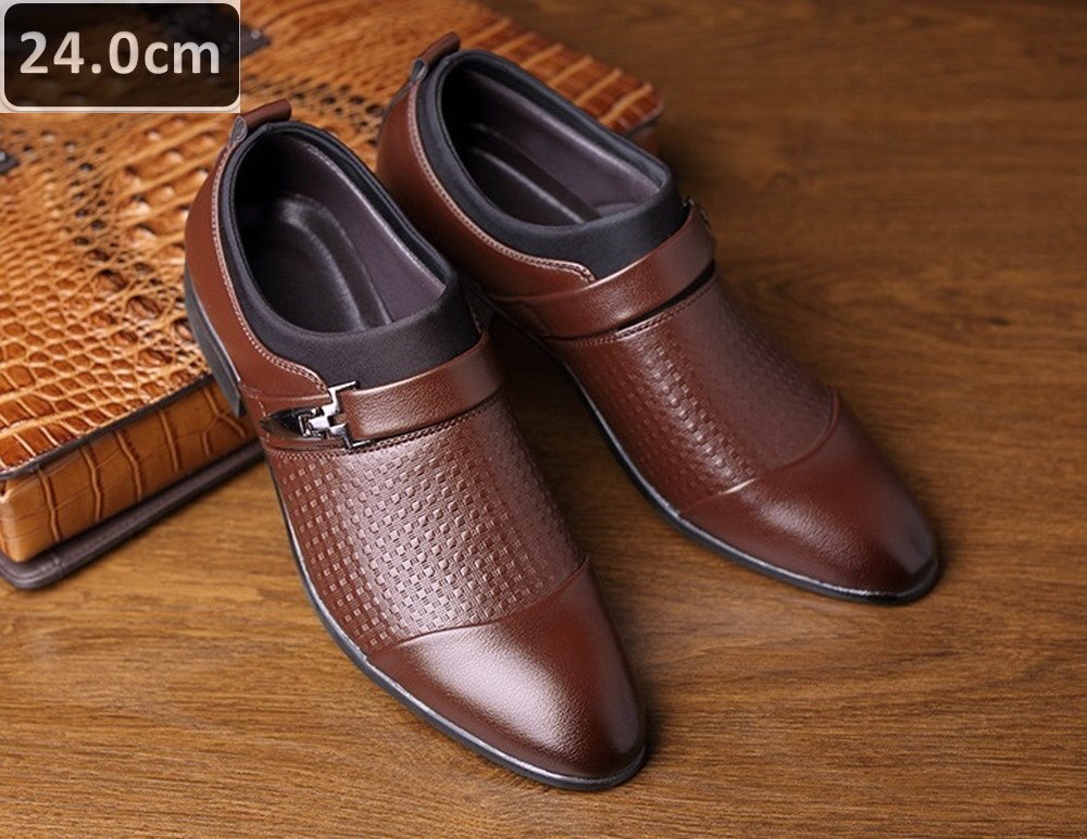 人気商品 ☆ メンズ ビジネス レザー シューズ ブラウン サイズ 24.0cm 革靴 靴 カジュアル 屈曲性 通勤 軽量 仕事 【613】拍卖