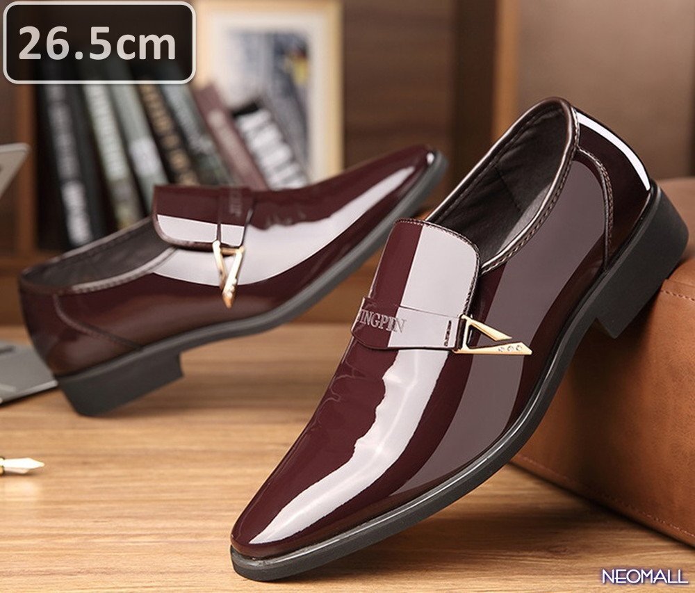 売れ筋商品 ☆ メンズ ビジネス レザー シューズ ブラウン サイズ 26.5cm 革靴 靴 カジュアル 屈曲性 通勤 軽量 【435】拍卖