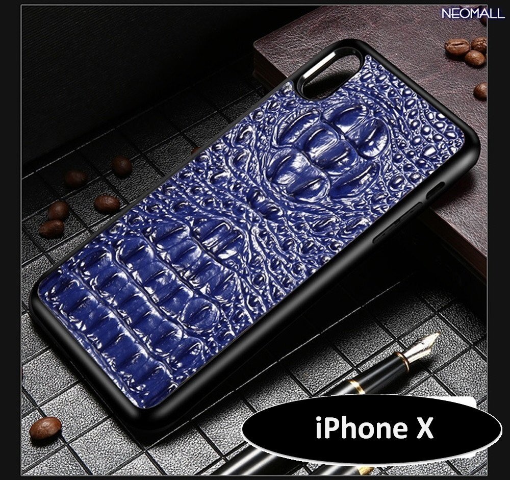 人気商品 ☆ アイホン クロコダイル レザー スマホケース ブルー アイホンケース 携帯ケース ケース カバー iPhone X【414】拍卖