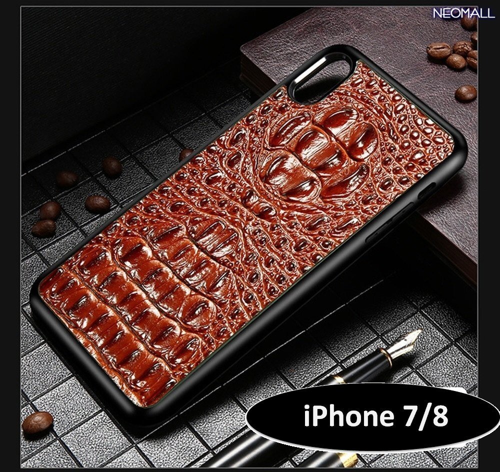 人気商品 ☆ アイホン クロコダイル レザー スマホケース ブラウン アイホンケース 携帯ケース ケース カバー iPhone 8【414】拍卖