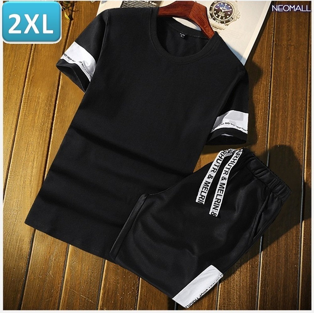 【398】ルームウェア セットアップ ブラック 2XLサイズ 半袖 パンツ メンズ 部屋着 メンズ オフ拍卖