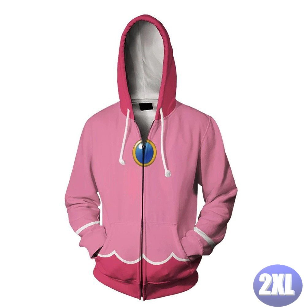 フード付き ゲームキャラパーカー ジップアップ 2XL トレーナー アウター 防寒 ピンク 姫 n711拍卖
