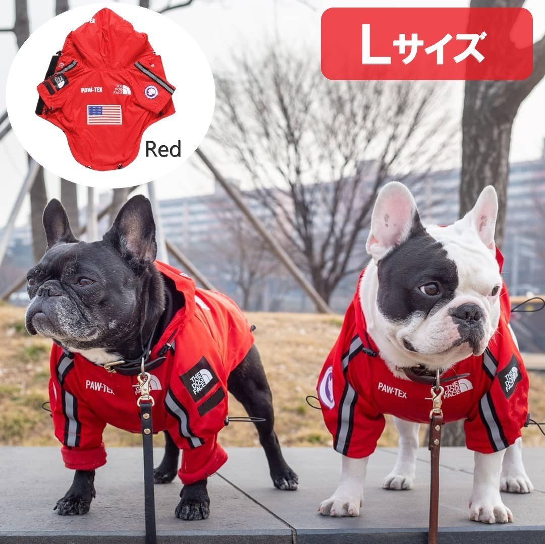 犬 レインコート レッド Lサイズ カッパ ウィンドブレーカー 犬用 小型犬 反射 散歩 防水 撥水 雨具 ポンチョ 梅雨拍卖