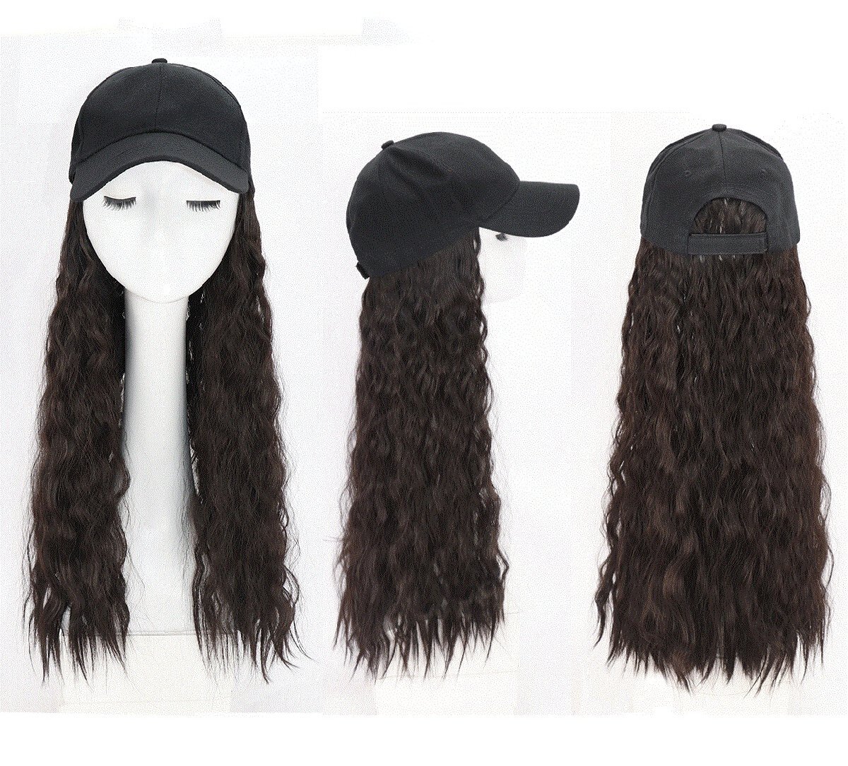 ウィッグ付きキャップ カラーC 髪色チェンジ かぶるだけ キャップ ウェーブ キャップ付きロングウィッグ n462拍卖