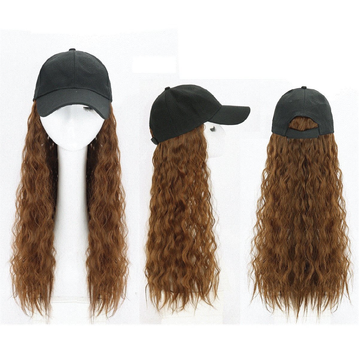 ウィッグ付きキャップ カラーA 髪色チェンジ かぶるだけ キャップ ウェーブ キャップ付きロングウィッグ n462拍卖