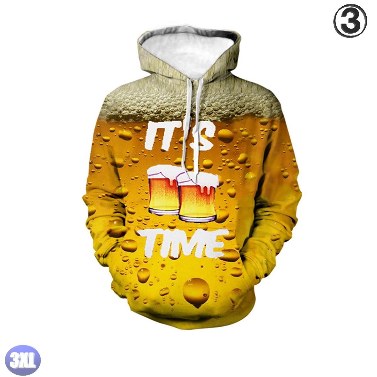 フード付き ビールパーカー カラー3 3XL トレーナー アウター 防寒 n719拍卖