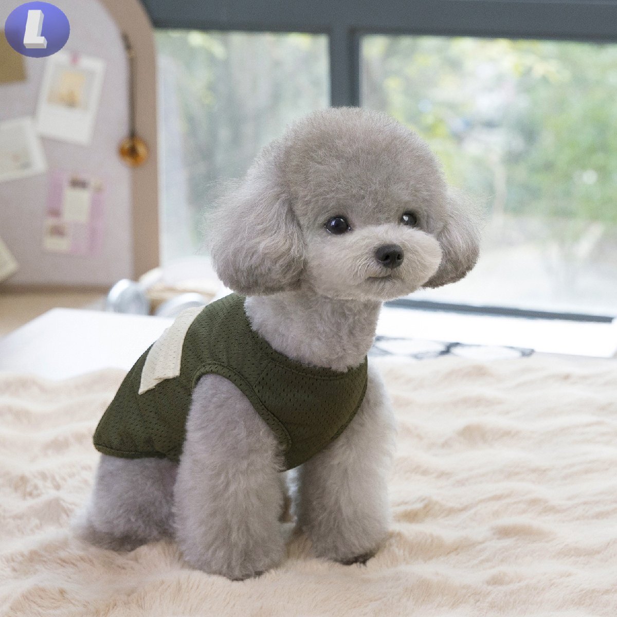 ドッグウェア 春夏 グリーン Lサイズ 犬服 小型犬 袖なし 通気性 柔らか 洋服 可愛い n992拍卖