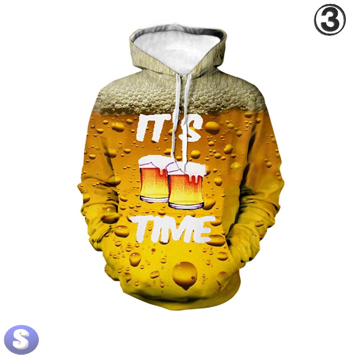 フード付き ビールパーカー カラー3 S トレーナー アウター 防寒 n712拍卖