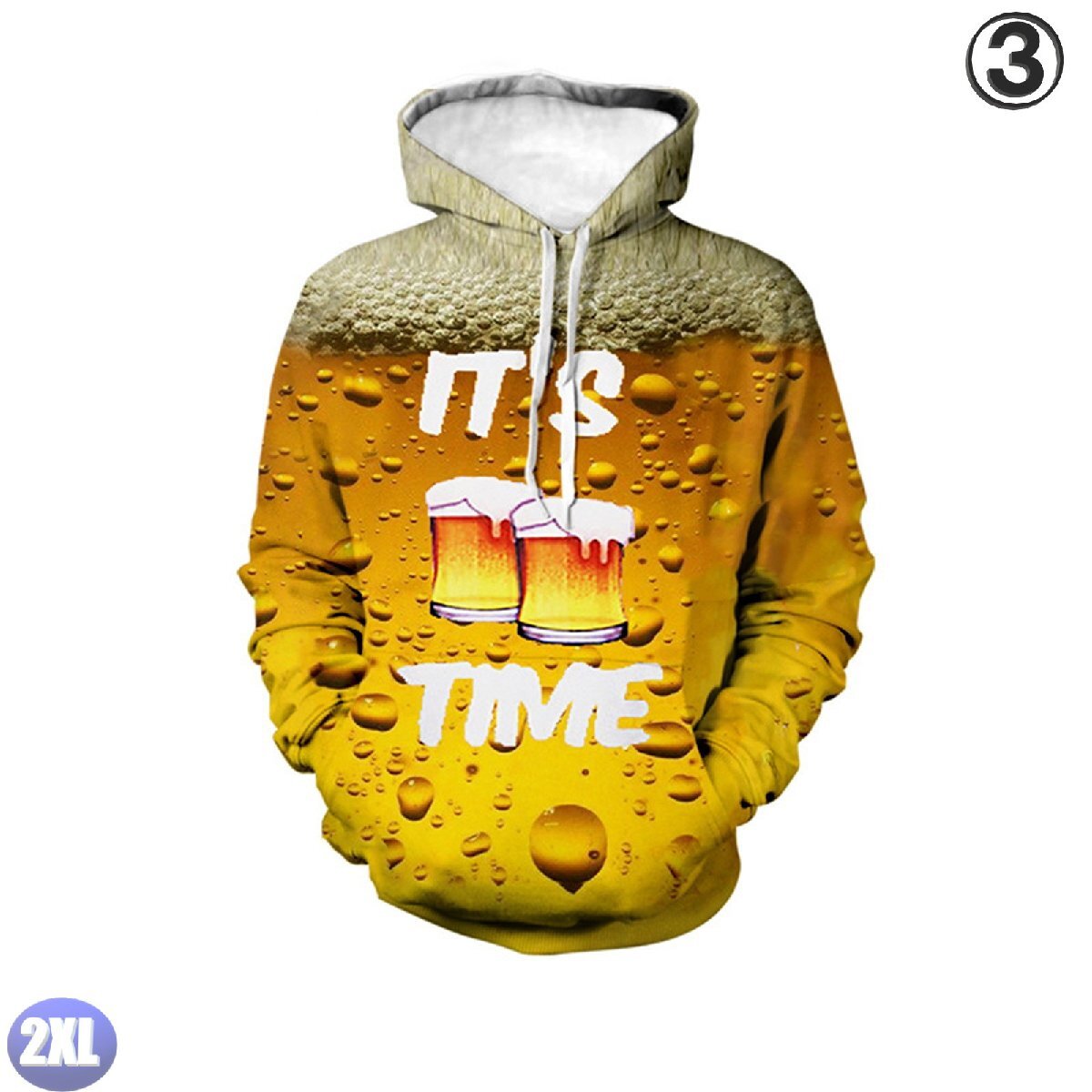 フード付き ビールパーカー カラー3 2XL トレーナー アウター 防寒 n719拍卖