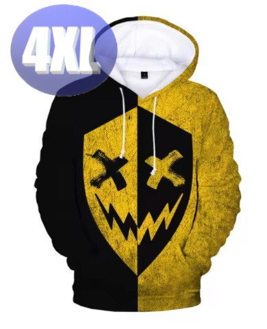 フード付き 〇×パーカー 黄黒 4XL トレーナー アウター 防寒 n726-3拍卖