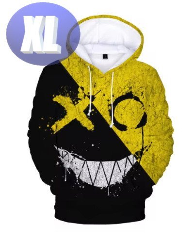 フード付き 〇×パーカー 黄黒 XL トレーナー アウター 防寒 n726-9拍卖