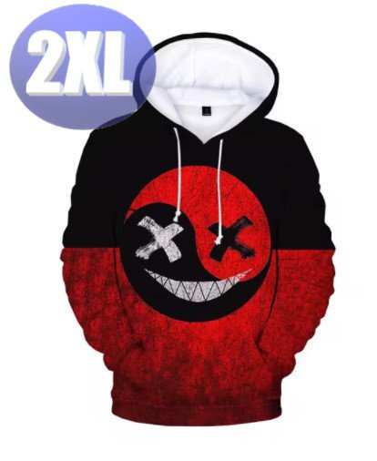 フード付き 〇×パーカー 赤黒 2XL トレーナー アウター 防寒 n726-2拍卖