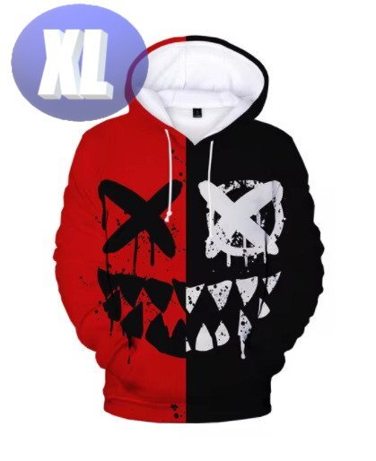 フード付き 〇×パーカー 赤黒 XL トレーナー アウター 防寒 n726-1拍卖