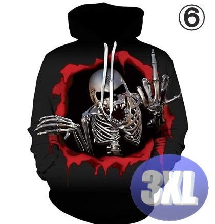 フード付き ドクロパーカー カラー6 3XL トレーナー アウター 防寒 n716拍卖