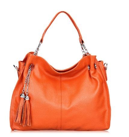 高品質 牛皮 ハンドバッグ ショルダーバッグ オレンジ レディース 女性 【n422】拍卖