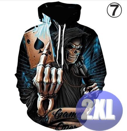 フード付き ドクロパーカー カラー7 2XL トレーナー アウター 防寒 n716拍卖