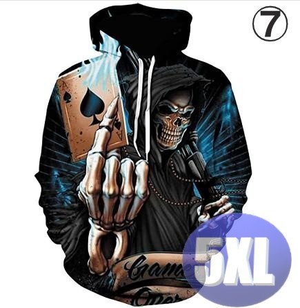 フード付き ドクロパーカー カラー7 5XL トレーナー アウター 防寒 n716拍卖