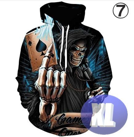 フード付き ドクロパーカー カラー7 XL トレーナー アウター 防寒 n716拍卖