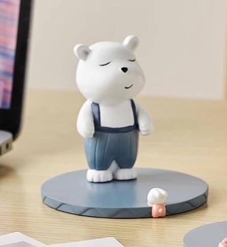 のほほん シロクマ スタンディング スマホスタンド 白熊ベアー オブジェ インテリア n942-C拍卖