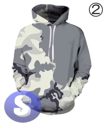 フード付き 迷彩パーカー カモフラ ホワイト S トレーナー アウター 防寒 n721拍卖