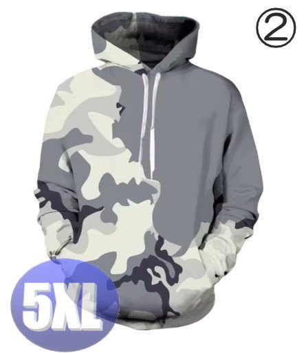 フード付き 迷彩パーカー カモフラ ホワイト 5XL トレーナー アウター 防寒 n721拍卖