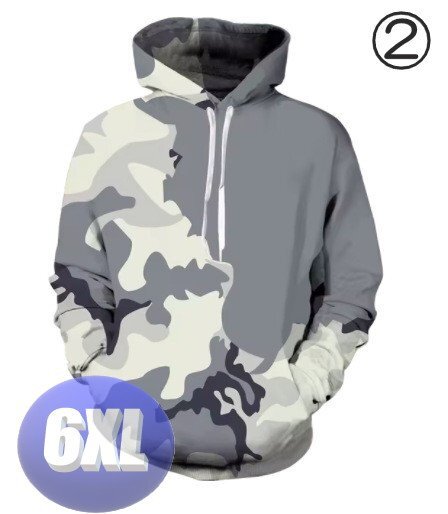 フード付き 迷彩パーカー カモフラ ホワイト 6XL トレーナー アウター 防寒 n721拍卖