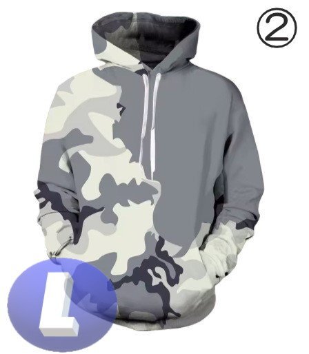 フード付き 迷彩パーカー カモフラ ホワイト L トレーナー アウター 防寒 n721拍卖