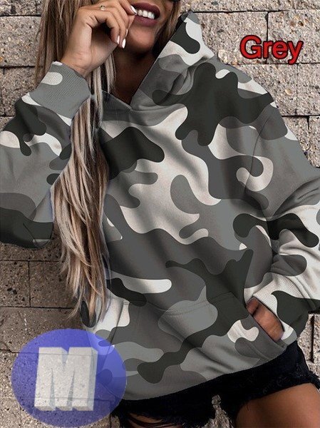 フード付き 迷彩 カモフラパーカー グレー M トレーナー アウター 防寒 n712拍卖