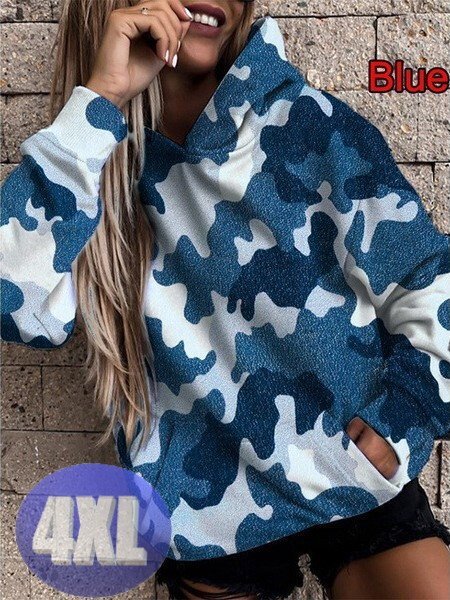 フード付き 迷彩 カモフラパーカー ブルー 4XL トレーナー アウター 防寒 n714拍卖