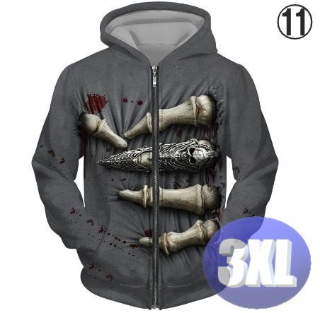 フード付き ドクロパーカー ジップアップ カラー11 3XL トレーナー アウター 防寒 n717拍卖