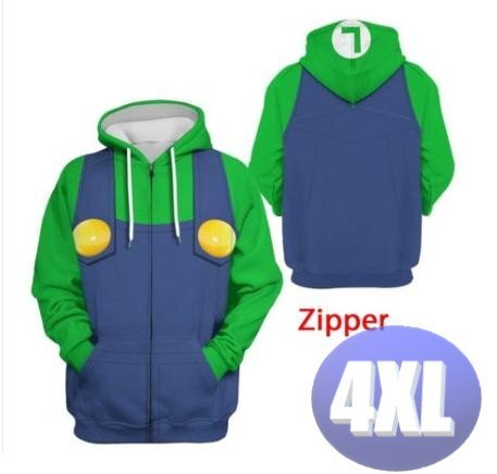 フード付き ゲームキャラパーカー ジップアップ 4XL トレーナー アウター 防寒 緑 双子弟 n711拍卖