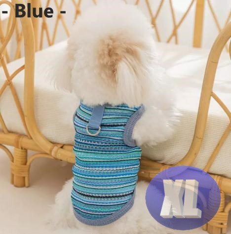 ドッグウェア 春夏 ブルー XLサイズ 犬服 小型犬 中型犬 袖なし 通気性 柔らか 洋服 可愛い n993拍卖